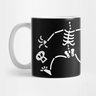 Beheaded skeleton in a hurry running after his own skull Mug